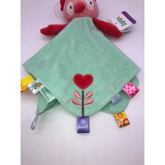 New Taggies Green With Pink Owl Baby Security Blanket Lovey Sensory Toy - Picture 5 of 5